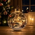 thumbnail image 5 of Diceymbol Lighted Windmill Christmas Ball Ornament, 3.15 In Clear Hanging Bauble with Snowy Village, Bridge and Warm Lights for Christmas Tree, 5 of 7