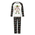 thumbnail image 2 of Elippeo Family Matching Christmas Pajamas, Letter  Elf Print Long-Sleeved Round Neck Tops + Candy Cane Pattern Trousers Sleepwear, 2 of 10