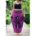thumbnail image 4 of Bohotusk Purple Ink Splash Print Elasticated Smocked Waist Womens Harem Pants S/M to 4XL, 4 of 6
