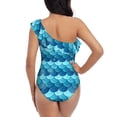 thumbnail image 5 of Pofeuu Pearlescent Scales Print Women's One Piece Swimsuits One Shoulder Swimwear Asymmetric Ruffle Monokinis Bathing Suits-Medium, 5 of 6