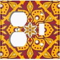thumbnail image 4 of Metal Light Switch Plate Cover Burgundy Orange Flower Mandala Tile Pattern MDL038, 4 of 13