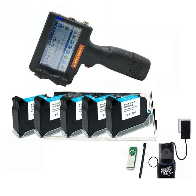 Imprimante Jet, Écran Tactile 12.7mm Imprimante à Jet d'Encre Portable Séchage Rapide Codeur Imprimante d'Étiquettes 600DPI Code QR Logo Imprimante Thermique, Impression Rapide