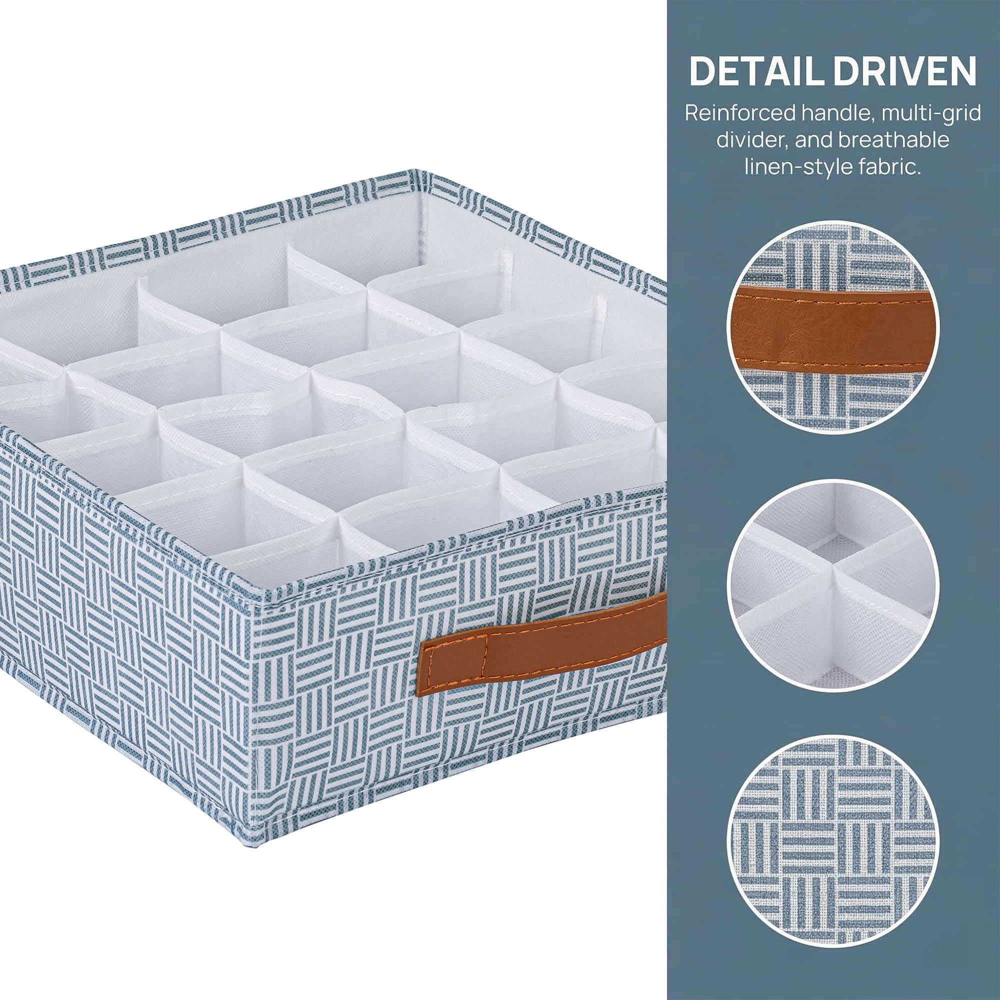 Unique Bargains Collapsible Fabric Storage Bin for Closet Light Blue-20 grid