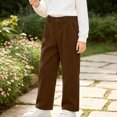 thumbnail image 5 of YUANxueke Girls Corduroy Pants High Waisted Casual Loose Fit Fashion Straight Leg Trousers for 5-16 Years, 5 of 8
