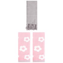 Unique Bargains 3 Pack Solid Floral Soft Hand Towels 14"x30" Grey/Pink