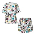 thumbnail image 4 of Qekee Dinosaur Women's Pajama Set Short Sleeve Sleepwear Summer Home Wear with Pockets Soft Short Sleeve Shirt - Dinosaur, 4 of 9