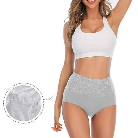 Wdfiry Women s High Waisted Cotton Underwear Soft Breathable Panties Stretch Briefs Plus Size Women Panties