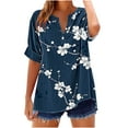 thumbnail image 2 of Jjayotai Summer Tops for Women Clearance, V Neck Button Down Short Sleeve Casual Blouses, Fashion Floral Print Loose Fit Shirts, Womens Tshirts Multicolor^24 S, 2 of 5