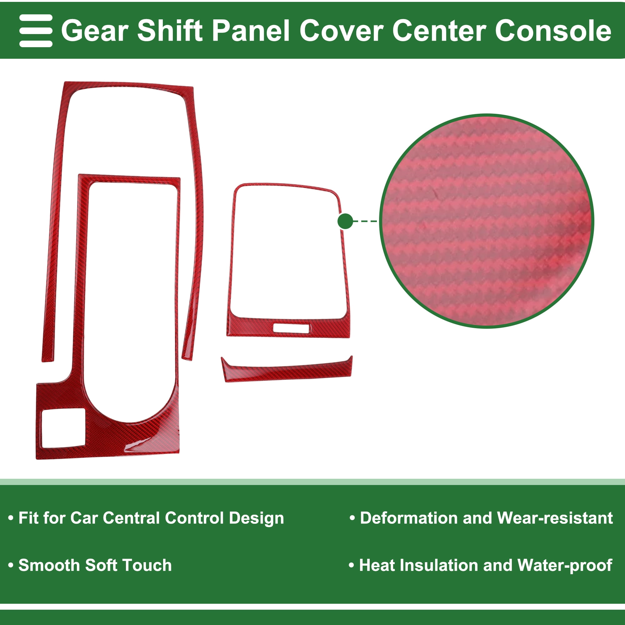 Unique Bargains Central Control Gear Shift Panel Trim Cover for Subaru WRX Saloon 2015-2021 Gear Shift Control Anti-Scratch Panel Sticker Red Full Coverage Trim