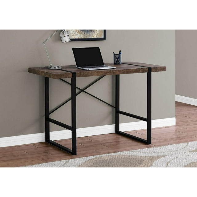 Monarch Specialties Computer Desk, Home Office, Laptop, 48"l, Work, Metal, Laminate, Brown, Black, Contemporary, Modern