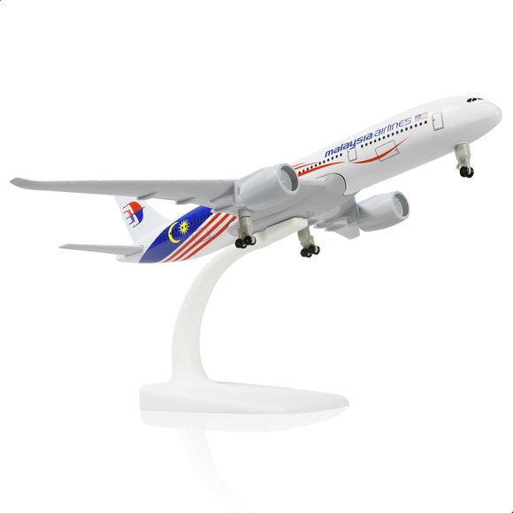 NUOTIE A350 Malasiya 1/300 Modèle d'Avion en Métal Moulé sous Pression avec Support A380 - Sky Jumbo Airbus A350 Modèle d'Avion (7,5 Pouces de Long) pour Cadeaux de Passionnés d'Aviation, Décorations d'Exposition