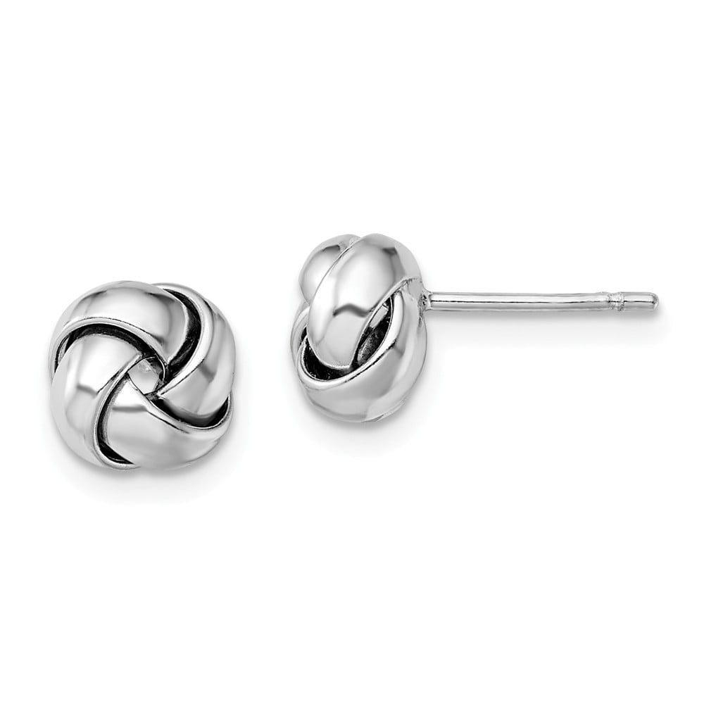 Sterling Silver Love Knot Post Earrings 8.4mm x 8.3mm 
