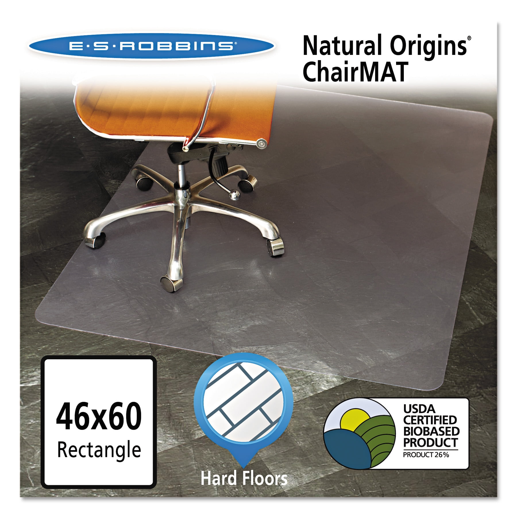 ES Robbins Natural Origins 46 x 60 Chair Mat for Hard Floor