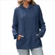 thumbnail image 1 of Sudadera con Capucha Extragrande para Mujer, Informal, de Larga, de Punto Gofre, con Cordón Ajustable y Abertura Lateral con Bolsillo. Azul Profundo M, 1 of 9