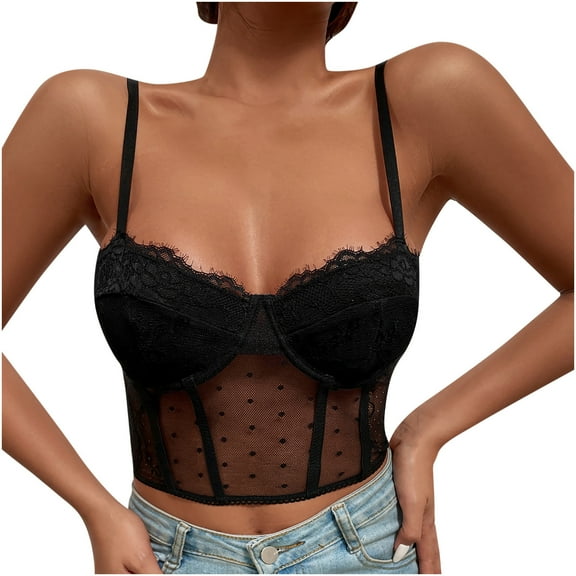 Darzheoy Sexy Lace Strap Vest Women Wear Outside With Underlay French Top Bra Bra Underwear Bra High Support Bras for Women L