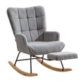thumbnail image 4 of Furniliving Rocking Chair, Upholstered Nursery Rocking Chair with Footrest, High Backrest, Thick Cushion Glider Rocker Accent Chair, Comfy Armchair for Living Room, Bedroom, Nursery, Gray, 4 of 12