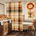 thumbnail image 5 of Warm Brown Checked Shower Curtain, Waterproof Shower Curtains for Bathroom, Fall Farmhouse Buffalo Plaid Washable Fabric Bathtub Curtain Set Bath Decor with 12 Hooks Standard 72"x72", 5 of 8