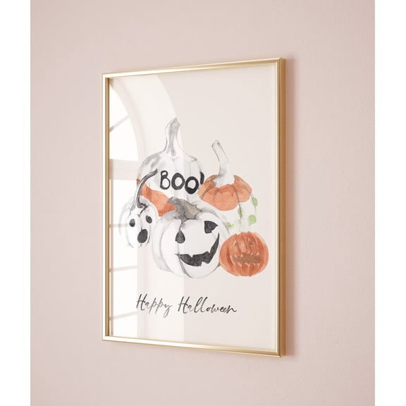Happy Autumn Pumpkins Spooky Ghosts Seasonal Wall Art Poster Decor