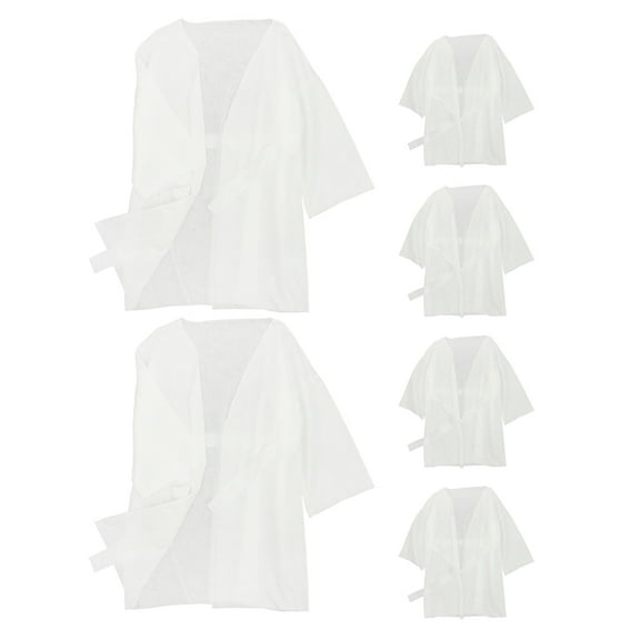 LEORX 6 Pcs Women Bath Robe Disposable Cotton White For Steam Rooms And Saunas