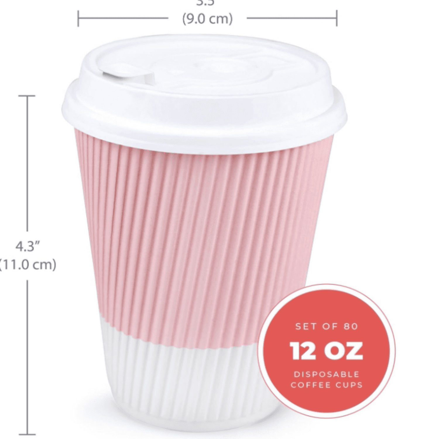 Disposable Coffee Cups With Lids - (80 set) 12 oz Paper To Go Coffee Cups With Resealable Lids Prevent Leaks! Travel Insulated Hot Beverage Drink Cup. Will Not Bend With Heat or Burn Fingers