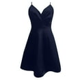 thumbnail image 4 of HJYCHN Women's V-Neck Spaghetti Strap Ruched Bodycon Dress for Evening Party and Night Club Outfits Dress Navy L, 4 of 4