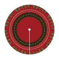 EWASWON Christmas Red Round Christmas Tree Skirt 20 Inch - Non-Slip Polyester, Festive Holiday Prints, Durable Pet-Friendly Xmas Decor Mat