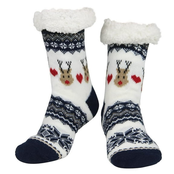 Winter Thick Fuzzy Slipper Socks for Women Warm Cozy Soft Fleece-Lined Grip Socks Slipper Non Slip Cute Wife House Comfy Sherpa Socks Christmas Holiday Gift Red