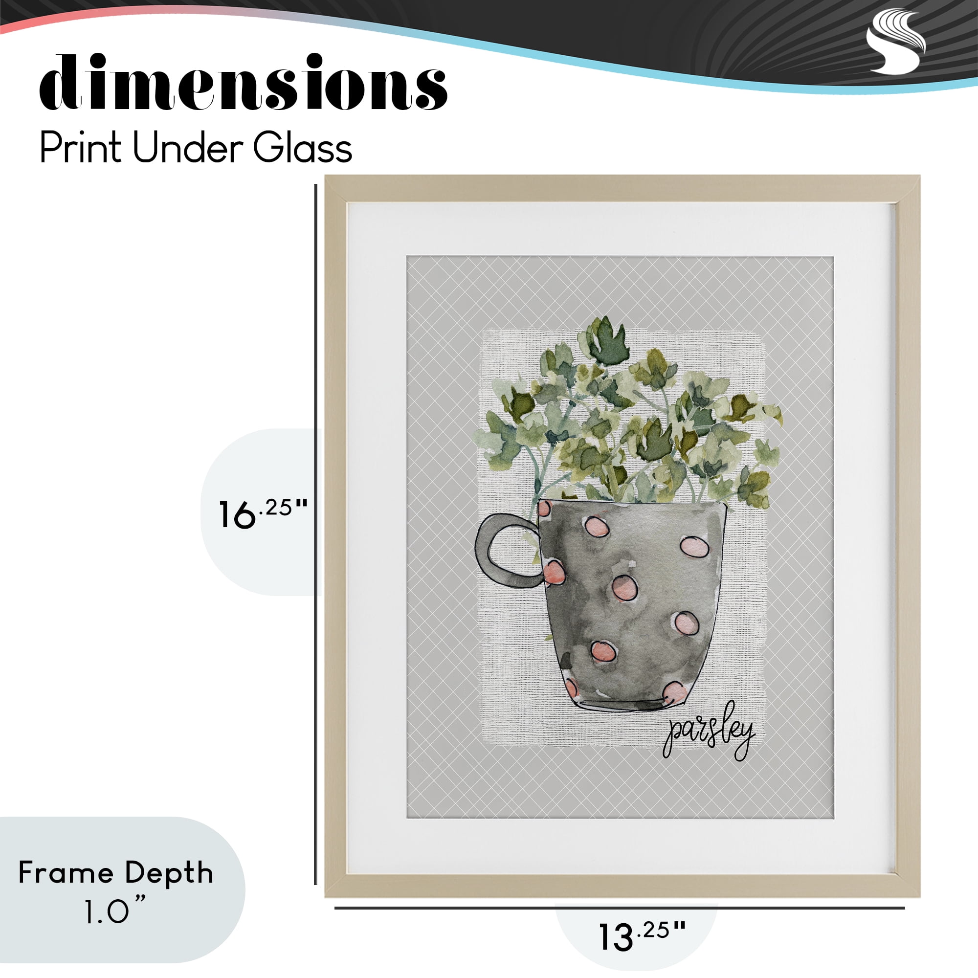 Stupell Industries Parsley Herb Mug Birch Framed Print Under Glass, design by Livi Finn