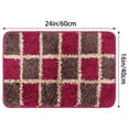 thumbnail image 6 of Unique Bargains Floral Bath Mat Checked Washable Bath Carpet for Bathroom Floor Red Checked-1 16"x24", 6 of 7