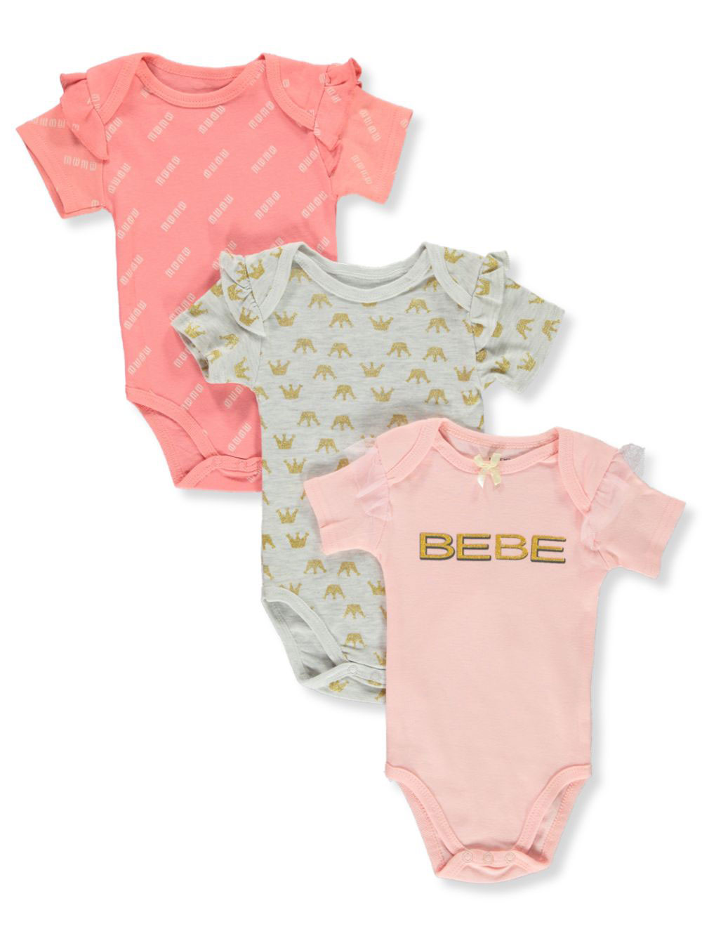 Bebe Bebe Baby Girls 3 Pack Bodysuits Newborn Walmart Com Walmart Com