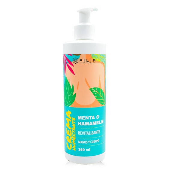 FILIP NATURAL, Crema Humectante De Menta Y Hamamelis, Auxiliar En Piernas Cansadas, Piernas Con Várices, Moretones, Promueve La Circulación, Ayuda A Disminuir Várices, 360ml.