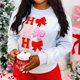 thumbnail image 2 of Sudadera navideña con estampado de Papá Noel y letras, hombros caídos, manga larga, informal, holgada, cuello redondo, para mujer, para festivales y fiestas, 2 of 4