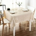 thumbnail image 4 of decorUhome Heavy Duty Vinyl Tablecloth, Waterproof Square Table Cloth, Wipeable Floral Dining Table Cover, Beige, 54" x 54", 4 of 10