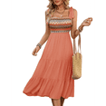thumbnail image 2 of Vestidos de Verano Sin Mangas para Mujer, Vestidos Largos para Invitadas de Boda, de Punto Acanalado con Bolsillos Color Naranja XL, 2 of 10