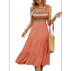 thumbnail image 2 of Vestidos de Verano Sin Mangas para Mujer, Vestidos Largos para Invitadas de Boda, de Punto Acanalado con Bolsillos Color Naranja XL, 2 of 10