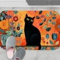 thumbnail image 3 of 1pc Black Cat with Floral Absorbent Non-Slip Bathroom Thickened Flannel Rug Decor,Soft,Quick Drying,Suitable For Indoor/outdoor Use,Bathrooms,Bedrooms,Kitchens,Terrace,Laundry Rooms,16"x24", 3 of 9