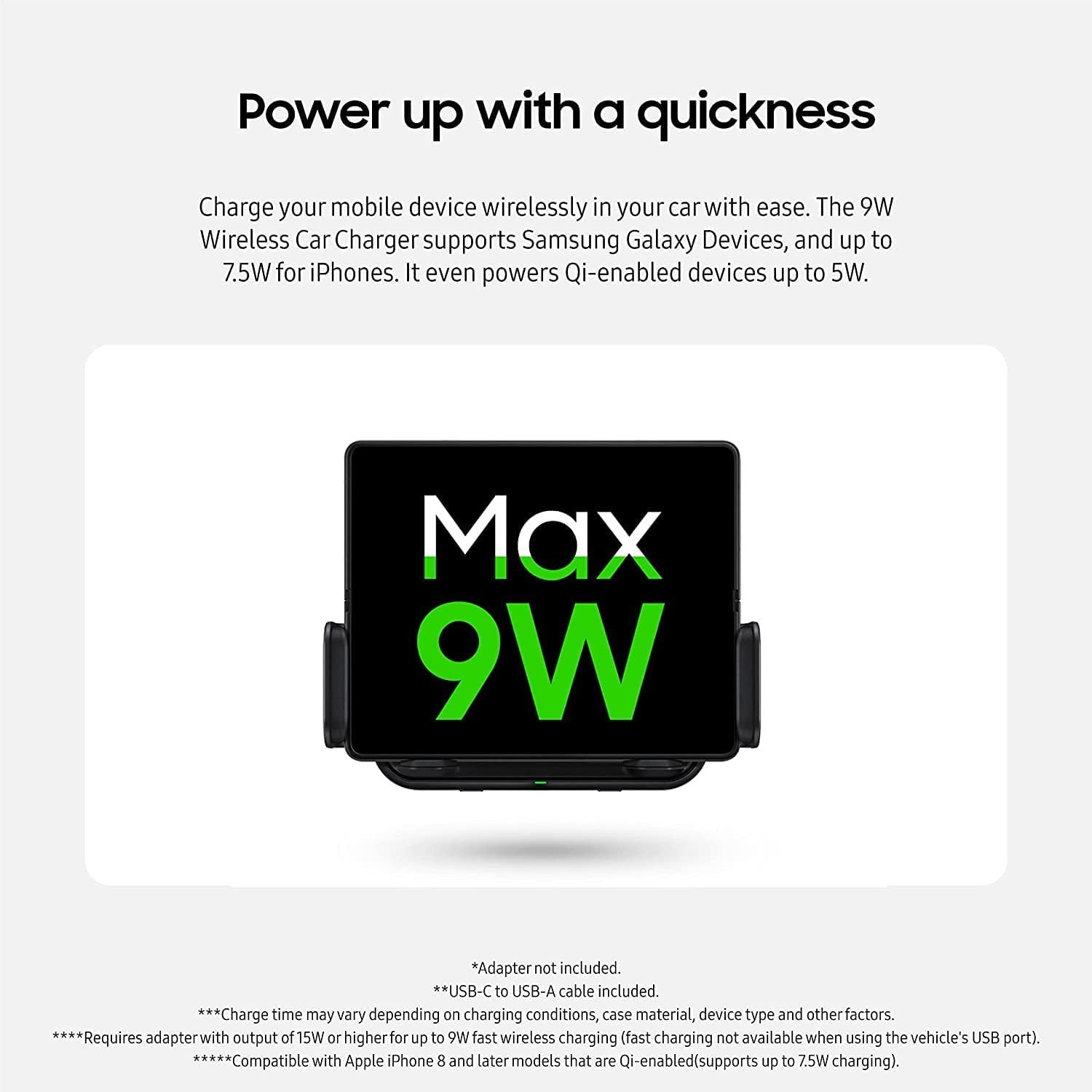SAMSUNG Wireless Car Charger Fast Charge 2022, Universally Compatible with Qi Enabled Phones in Vehicle - Retail Packaging - Black