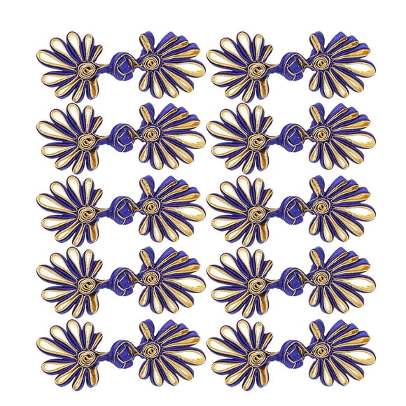 tamizeot Handmade Sewing Fasteners Tang Suit Pankou Flower Knot Fastener Chinese Frog Knot Closure Buttons Cheongsam Frog Buttons sapphire and gold