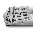 thumbnail image 3 of Construction Soft Flannel Fleece Throw Blanket, Black Silhouettes Concrete Mixer Machines Industrial Set Trucks Tractors, Cozy Plush for Indoor and Outdoor Use, 70" x 90", Black White, by Ambesonne, 3 of 6