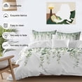 thumbnail image 3 of 3 Piece Green Eucalyptus Branches Duvet Cover Set Twin Size,Microfiber Comforter/Quilt Cover with Corner Ties and 2 Pillowcases,Spring Botanical Leaves Vines All Season Bedding with Zipper Closure, 3 of 8