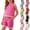 Hot Pink, variant on Spazoro Girls 2PC Tank & Shorts Set with Pocket, Textured Casual Scalloped Trim Sleeveless Summer Outfit for Kids Hot Pink Size 6-7