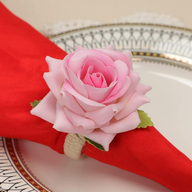 Pink flower clearance napkin rings