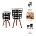 thumbnail image 6 of Sagebrook Home Set of 2 Geometric Planters on Stands - Resin & Wood Mid-Century Modern Plant Pots for Indoor/Outdoor Home & Garden Decor - 12" & 10", Black & White G, 6 of 13