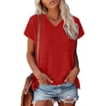 thumbnail image 5 of Sweet Home Farm V Neck T Shirts for Women Stylish And Comfortable Women's Loose Fit Shirt | Casual Tee Any Occasion Short Sleeve Shirts for Women Red, 5 of 8