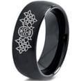 thumbnail image 1 of Tungsten Dia De Los Muertos Day of the Dead Band Ring 8mm Men Women Comfort Fit Black Dome Brushed Polished, 1 of 4