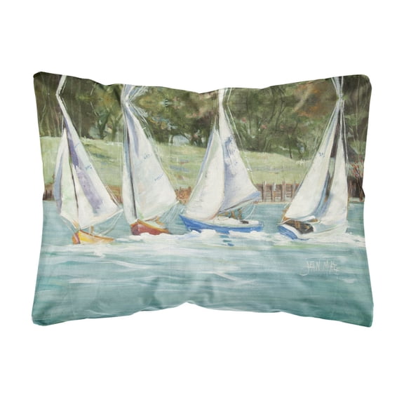 Carolines Treasures JMK1035PW1216 Sailboats on the bay Canvas Fabric Decorative Pillow 12H x16W multicolor
