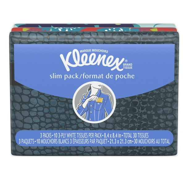 Kleenex Slim Wallet Facial Tissues, 3 Packs, 10 Tissues per Pack (30