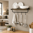 Rustic Mug Rack Brown Rustic Wall Mounted Mug Rack 2 Pack, Paulownia Wood Storage Shelf ...