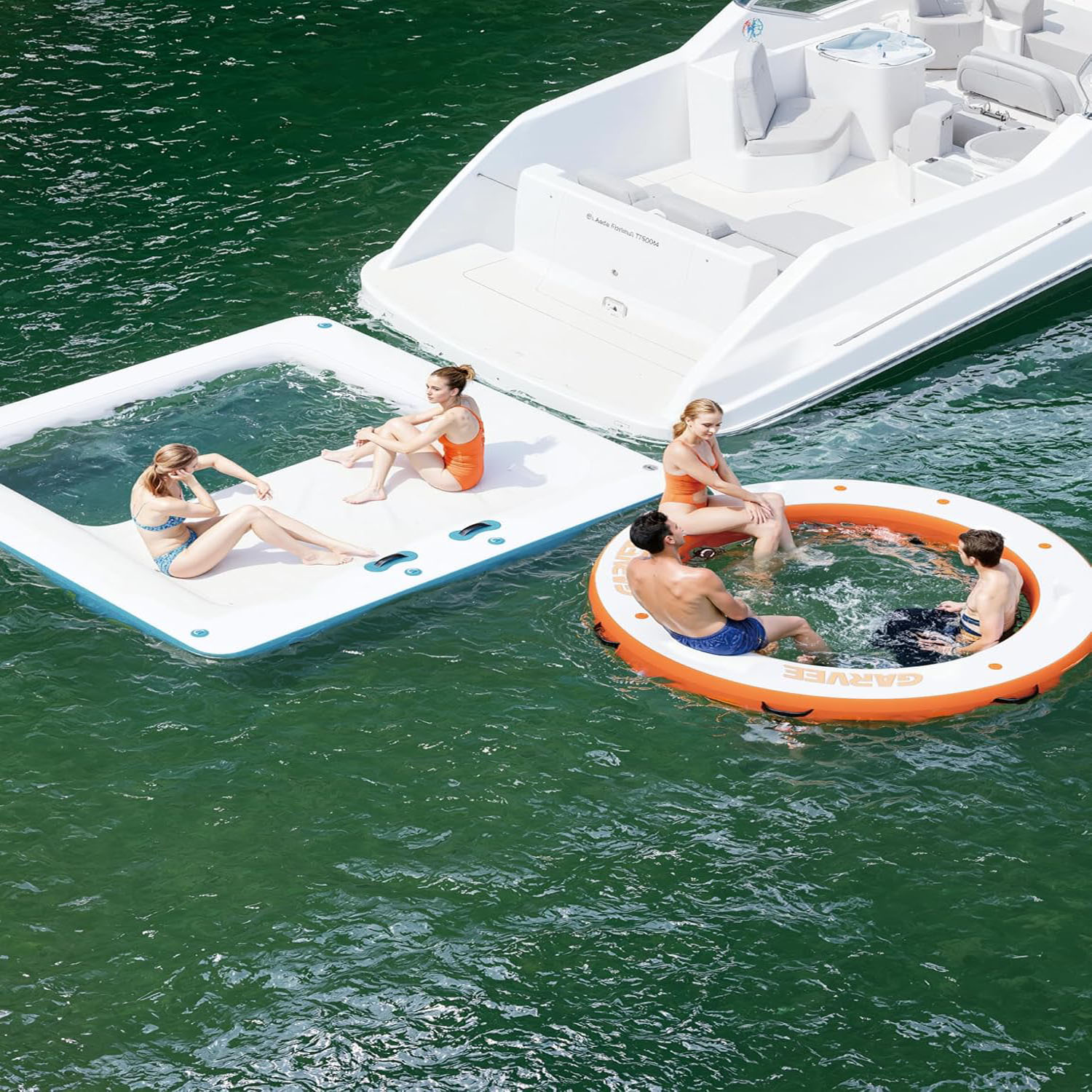 Ataucjin Inflatable Dock Floating Platform, 10FT/8FT Inflatable Water Hammock Floating Deck for Lake, Round Inflatable Water Mat Sunchill Float Ring, Pool Float Raft Lounger Island Platform Pad