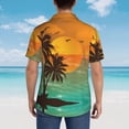 thumbnail image 5 of Summer Travel Silhouette of Beach Sunset Mens Hawaiian Shirt Short Sleeve Casual Button Up Tropical Summer Beach Shirt, 5 of 9
